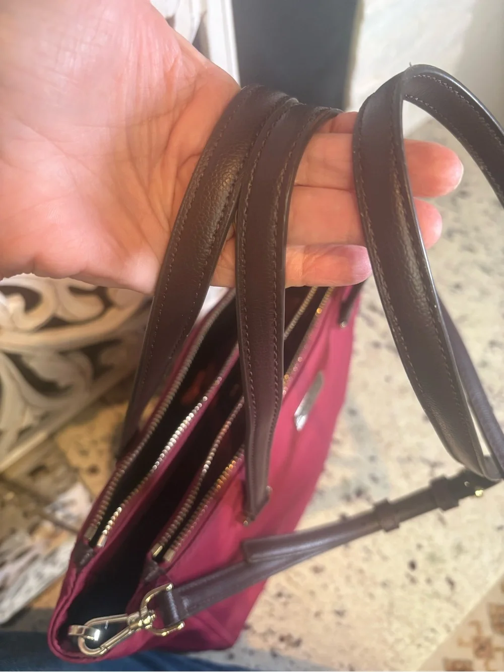 Kate Spade Nylon Chelsea Medium Satchel Tote Dark Pink